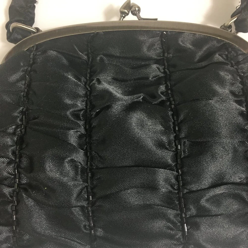 Ruched Satin Beaded Handbag NWOT